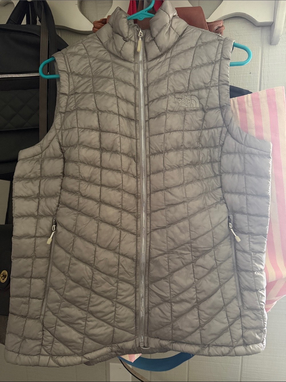 The North Face Light Gray Quilted Insulated Vest